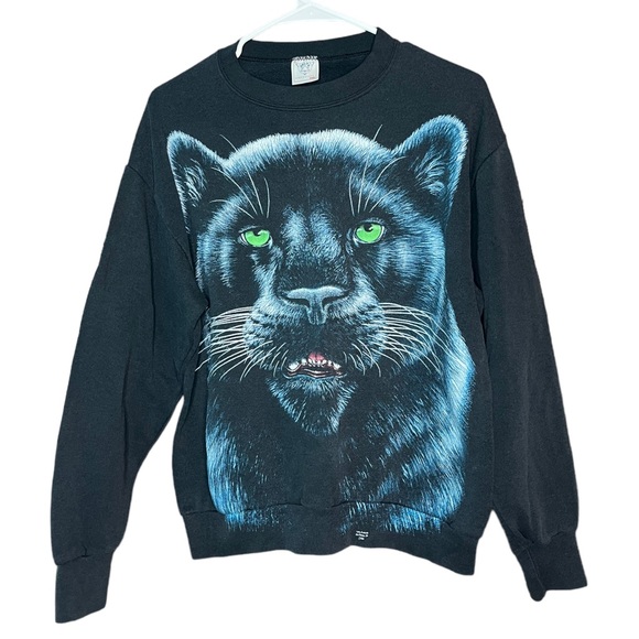 Vintage Black Panther Sweatshirt Women’s Small Black Graphic Crewneck Pullover - Picture 7 of 11